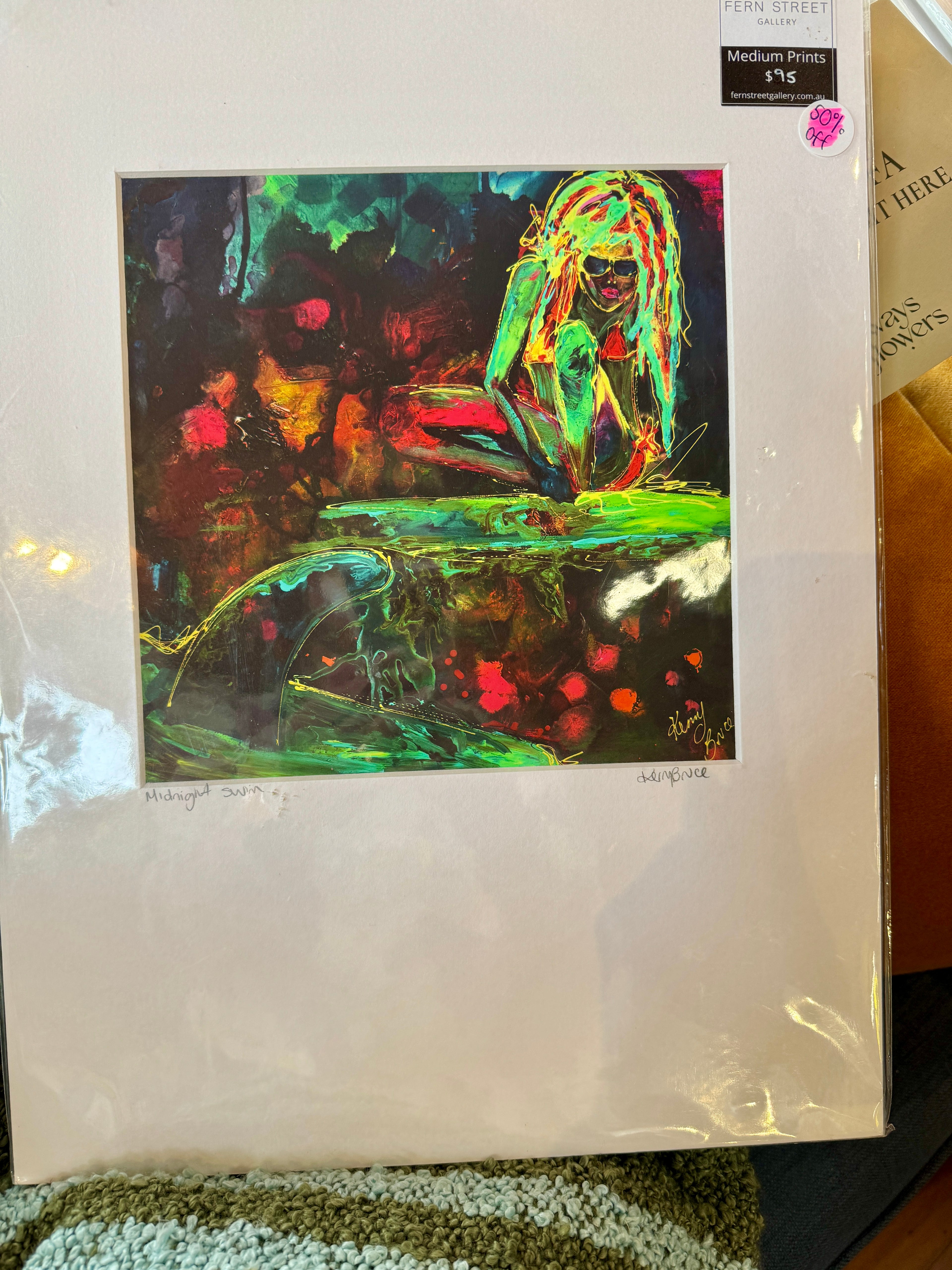 Midnight Swim MEDIUM, Open ended medium size Print, unframed,