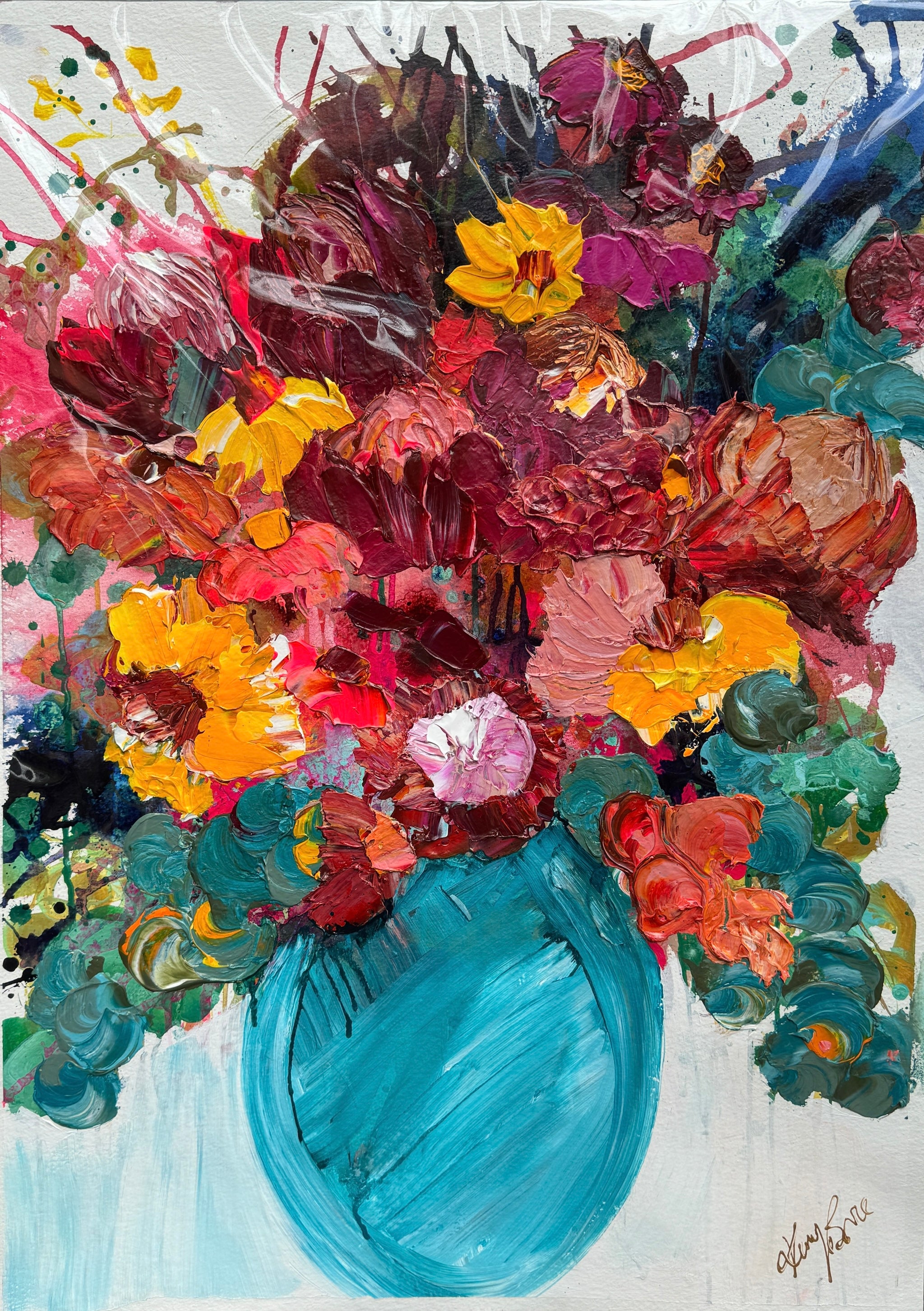 Protea Blooms - Original Art on Paper - Unframed