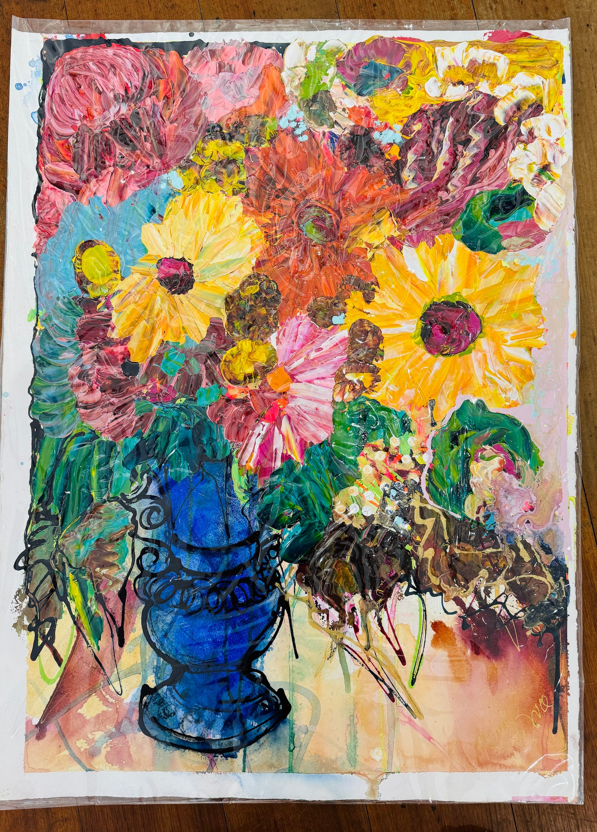 Blue Vase - Original Art on Paper - Unframed