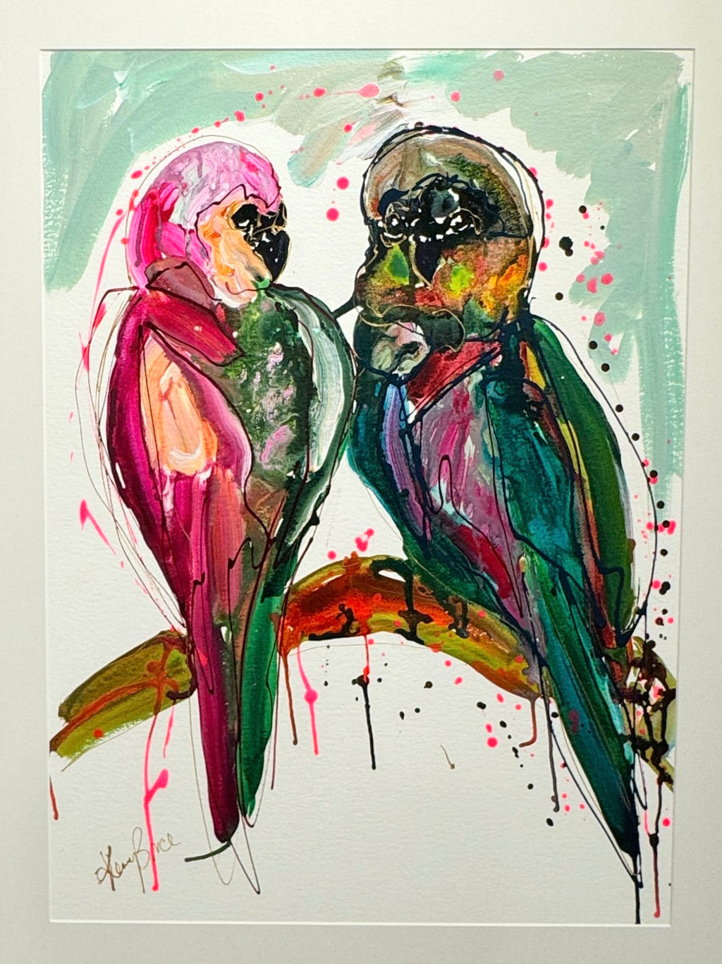 Buddies in Love, Original Art on Archival Paper l Framed