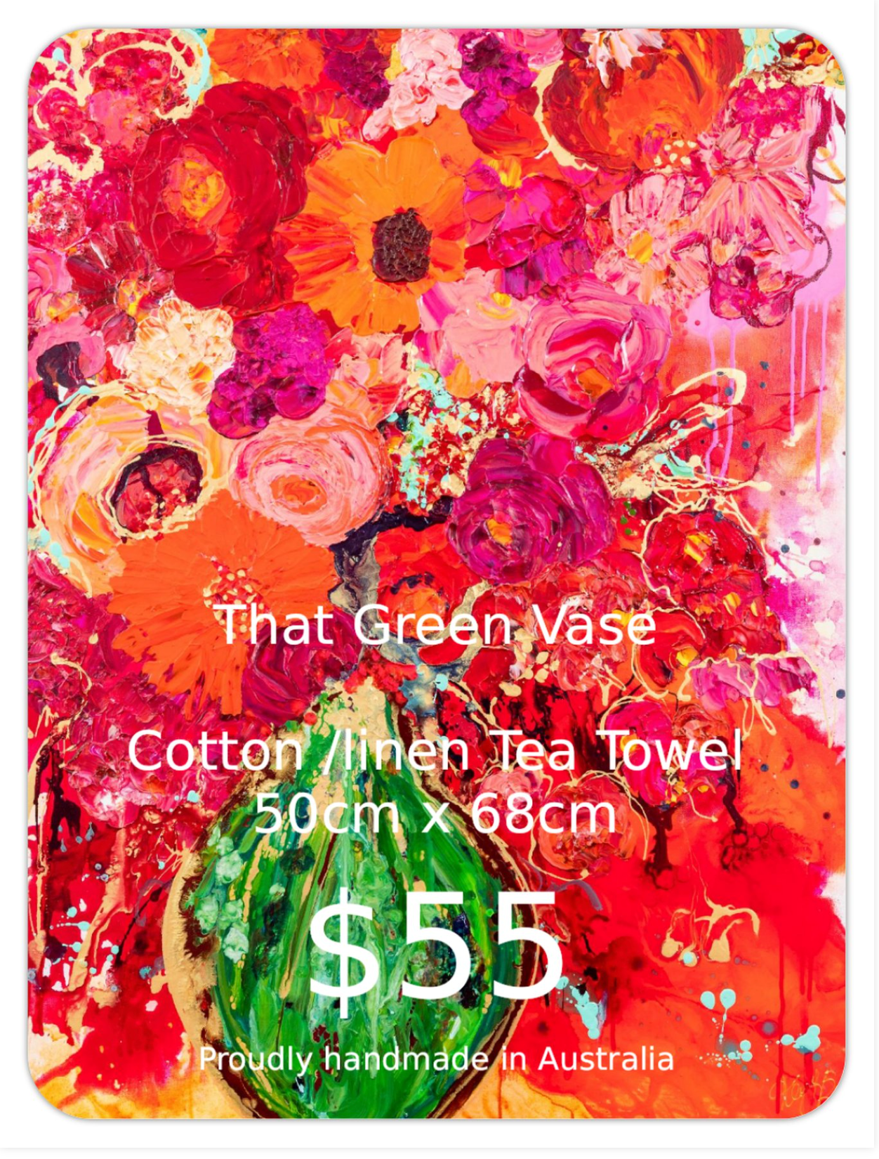 That Green Vase - Linen Tea Towel