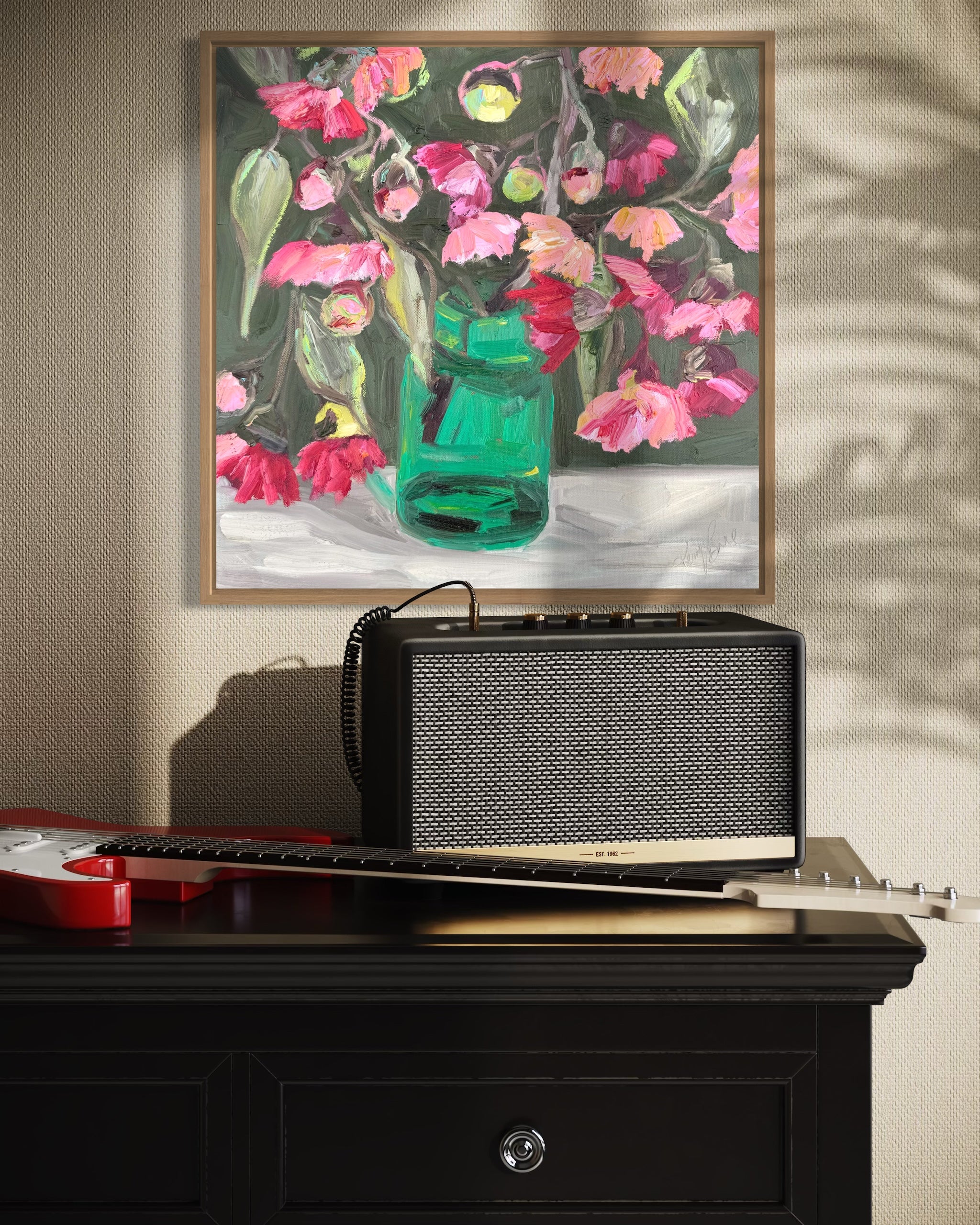 Blossoms in Green Vase