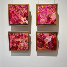 Load image into Gallery viewer, Pink flowers in varying shades from pale pink to hot pink.  Shown in a series of 4 paintings.
