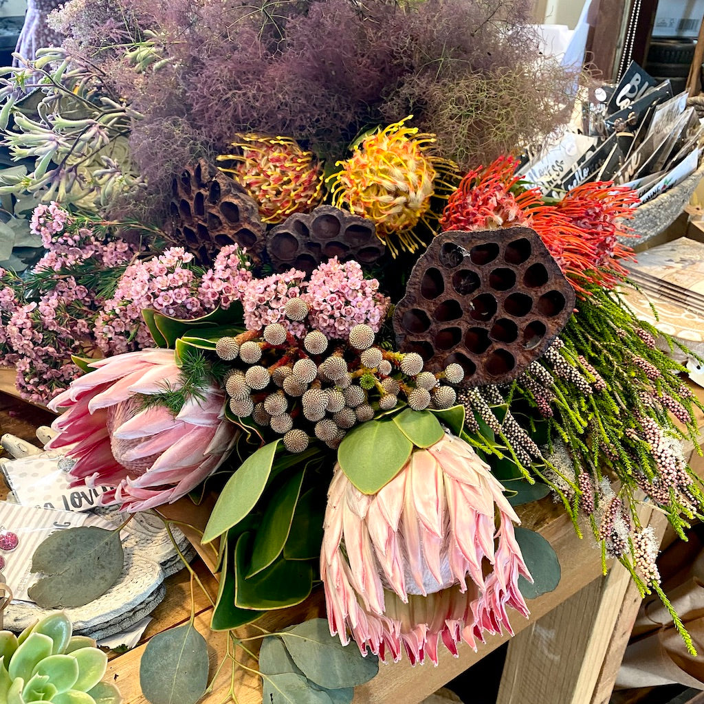 Mass of blooms ready to paint at a Kerry Bruce Art Workshop and Art Retreat.