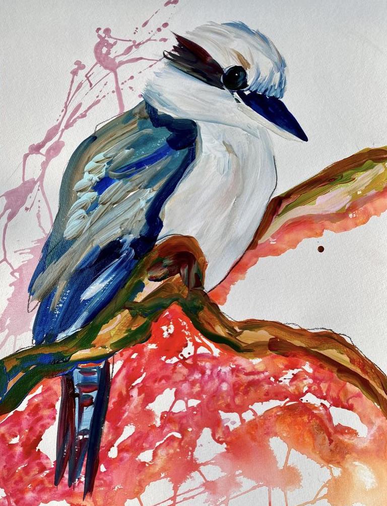 Kelsey Kookaburra is a beautiful original painting of a kookaburra. Acrylic on 500gsm archival art paper