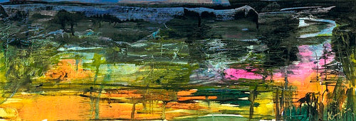 Kiama sunset on the NSW South Coast painted in an abstract style. 