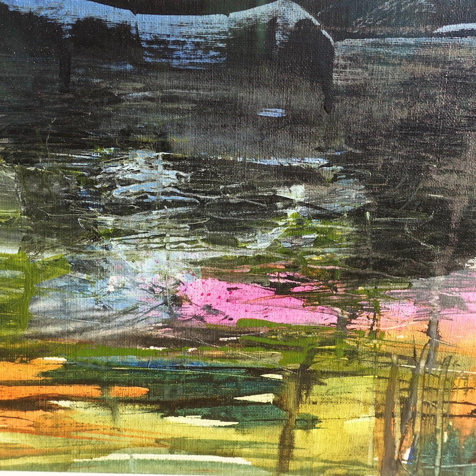 Kiama sunset on the NSW South Coast painted in an abstract style. Square view.