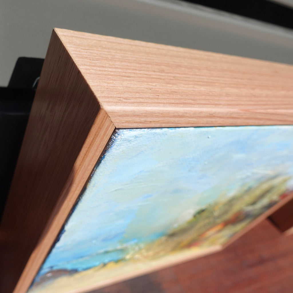 Abstract painting of Little Austinmer Beach, just north of Austinmer Beach near Wollongong NSW. Close-up view of frame.