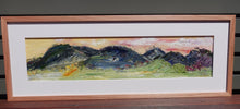 Load image into Gallery viewer, Hills and grassy countryside of Sofala NSW, painted in an abstract style. Framed view.
