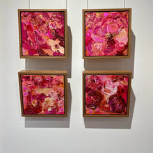 Load image into Gallery viewer, Pink blooms in varying shades from pale beige pink to hot pink and magenta.  Shown in a series of 4 artworks.
