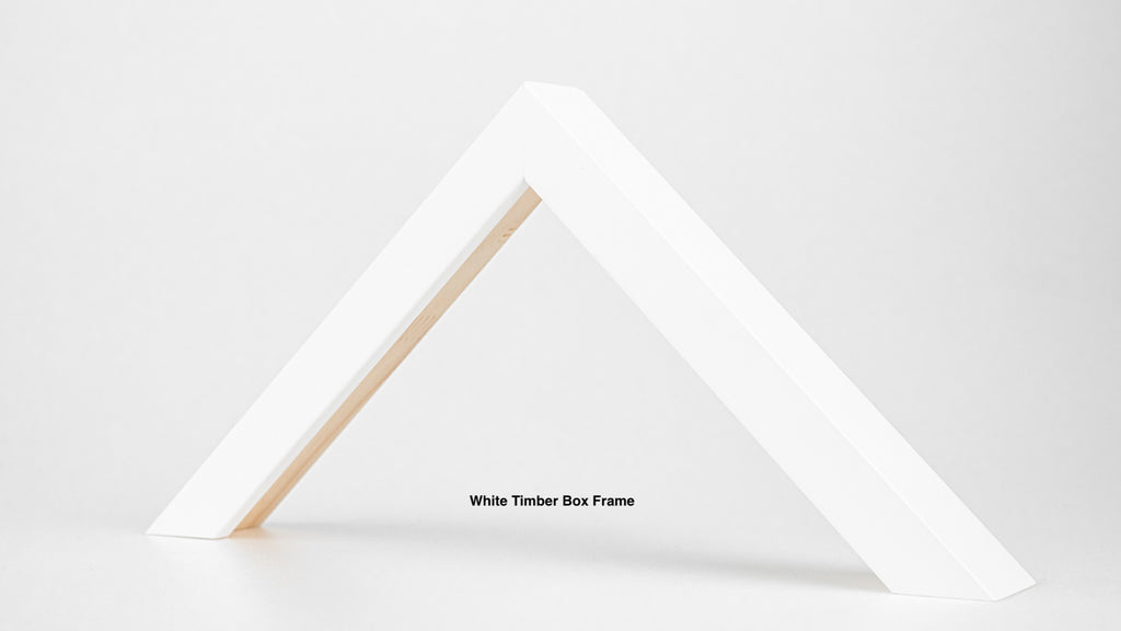 White timber box frame