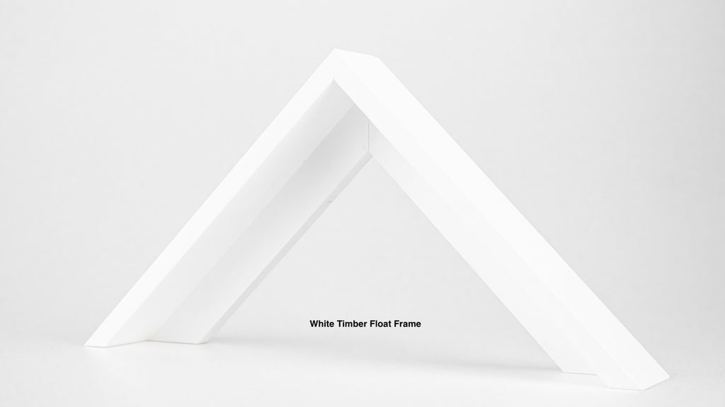 White timber float frame